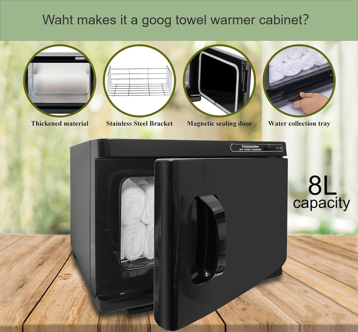 Findabetter Hot Towel Warmer 8L interior with towels