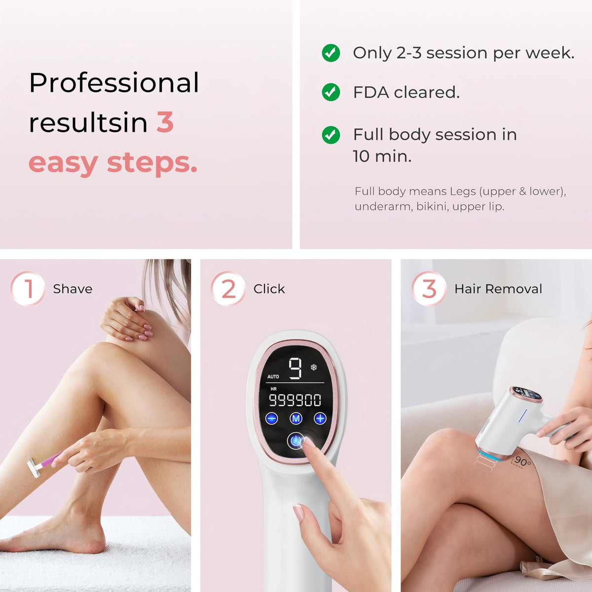 Finequin Laser Hair Removal Device with included razor and glasses