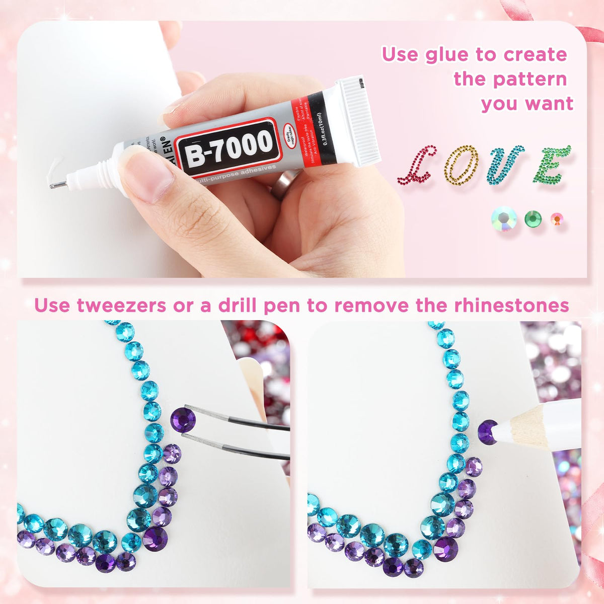 Finished DIY project with Zefy rhinestones
