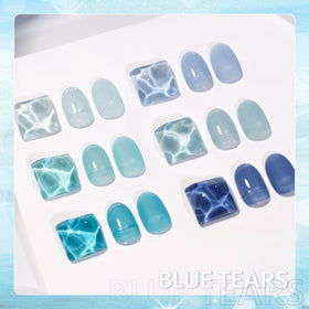 Finished nails using GAOY Jelly Blue Gel Nail Polish
