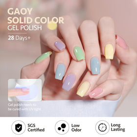 Finished nails using GAOY Pastel Yellow Gel Nail Polish