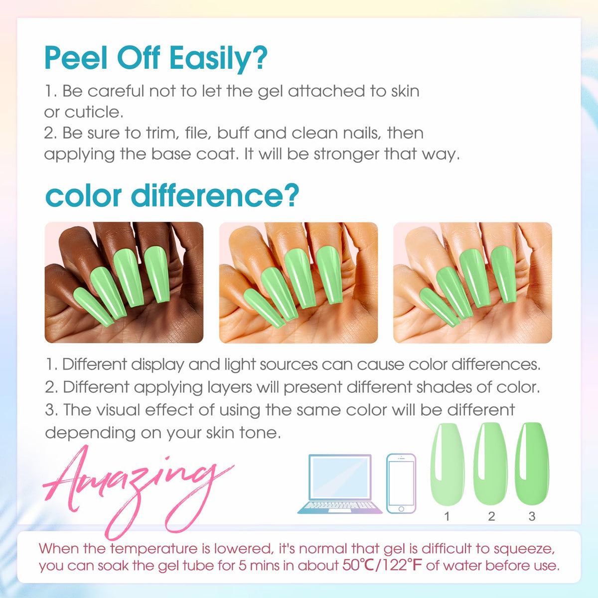 Finished nails using ROSALIND Poly Nail Gel Kit
