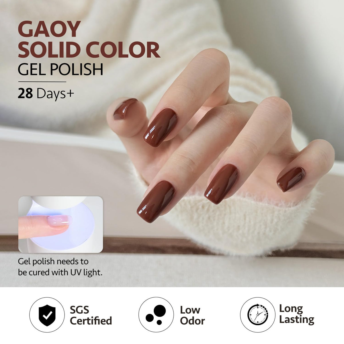 Finished nails with GAOY Hazelnut Chocolate Gel Polish