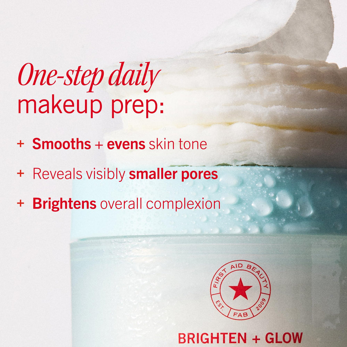 First Aid Beauty Brighten and Glow Facial Radiance Pads close-up of smooth side