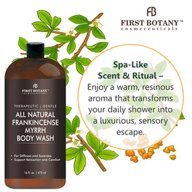 First Botany All Natural Body Wash 16 fl oz in a bathroom setting