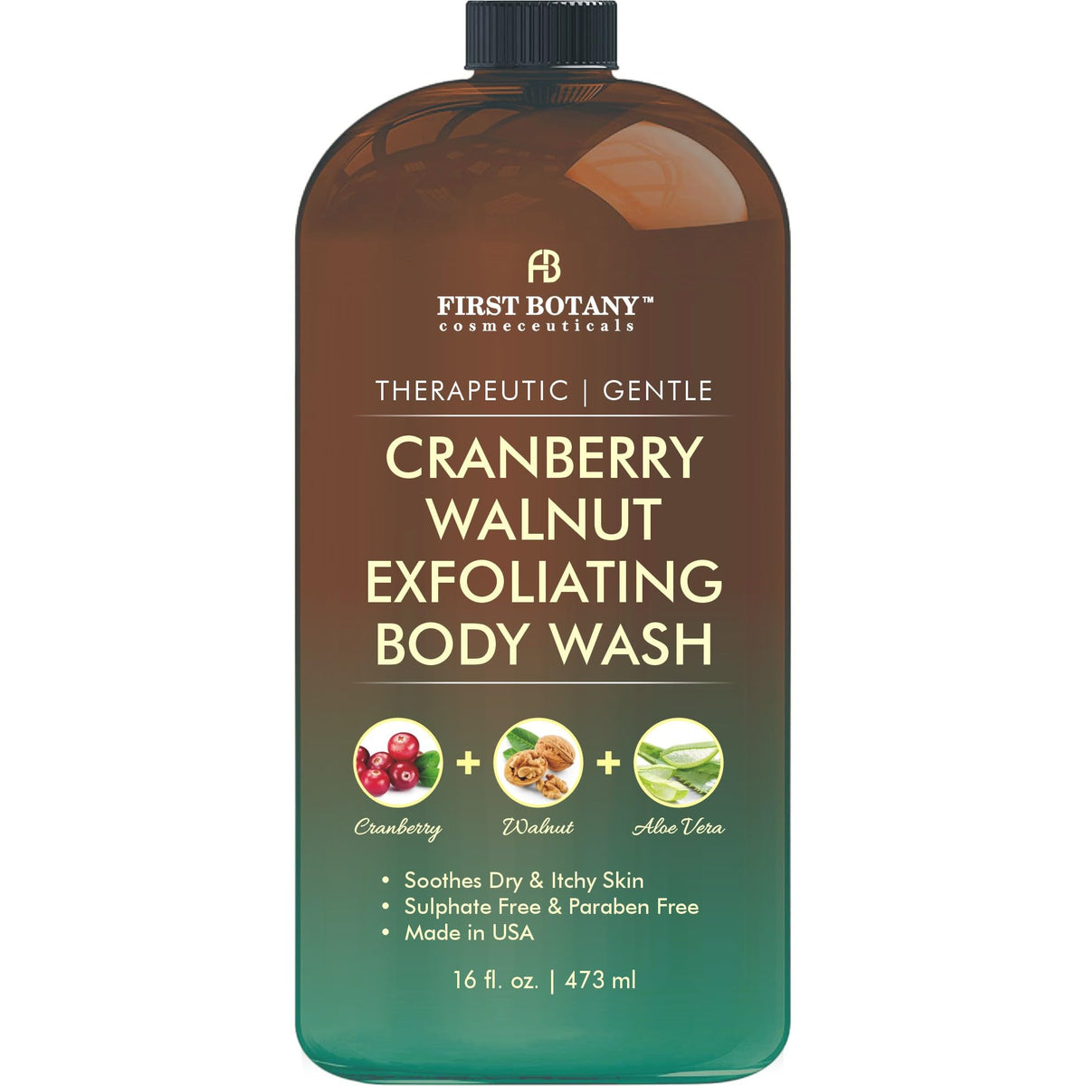 First Botany Body Wash 16 Fl Oz Cranberry Walnut front view