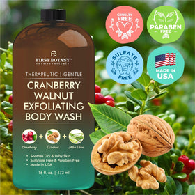 First Botany Body Wash 16 Fl Oz Cranberry Walnut in shower setting