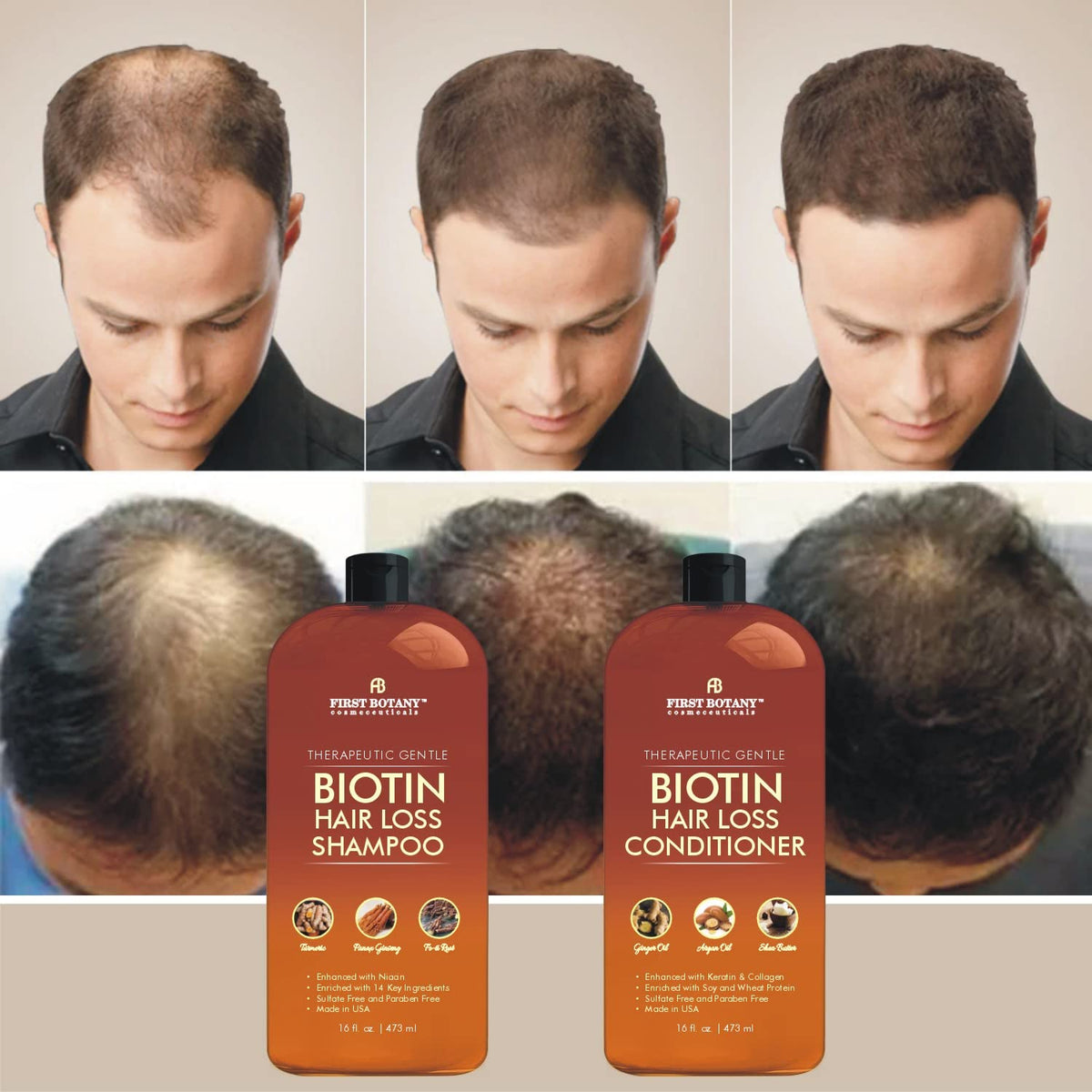 First Botany Hair Growth Shampoo Conditioner Set in use