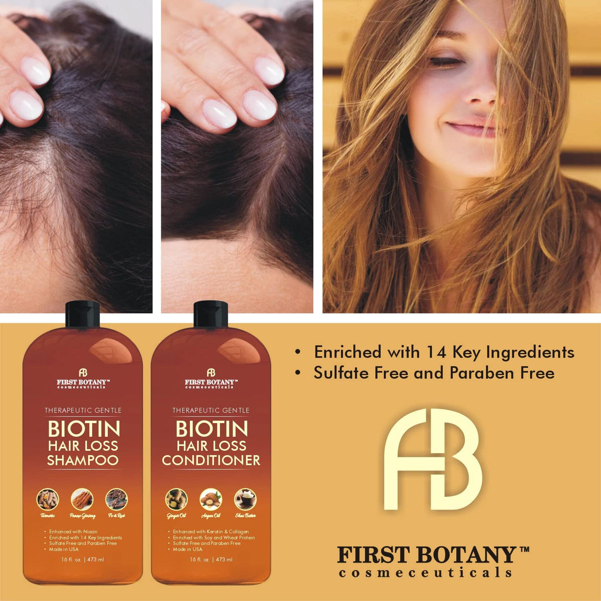 First Botany Hair Growth Shampoo Conditioner Set side view