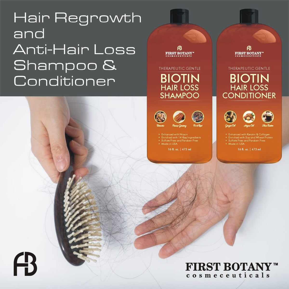 First Botany Hair Growth Shampoo Conditioner Set with natural ingredients