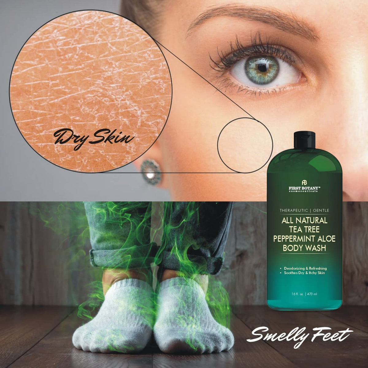 First Botany Tea Tree Mint Body Wash in shower setting