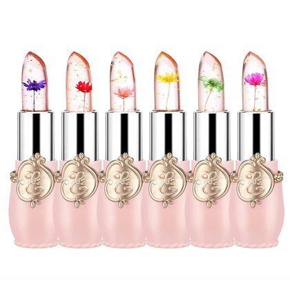 firstfly 6PCS Crystal Flower Lipsticks front view displaying vibrant colours