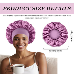 FIRSTPELLA black silk satin bonnet side view on a white background
