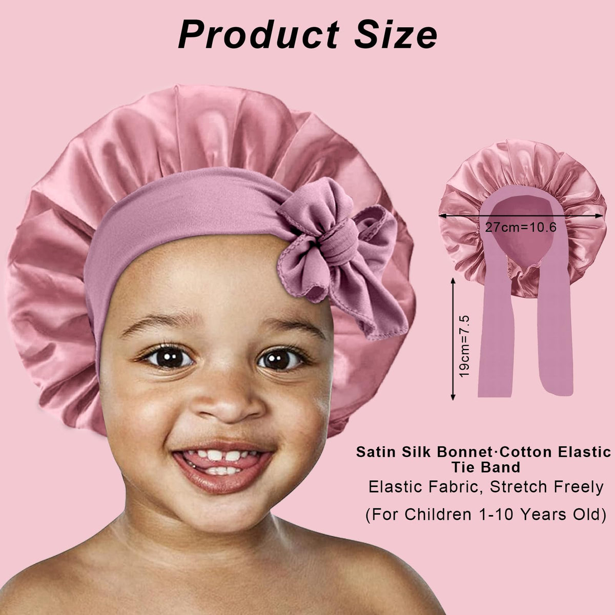 FIRSTPELLA Kids Silk Bonnet close-up showing satin texture