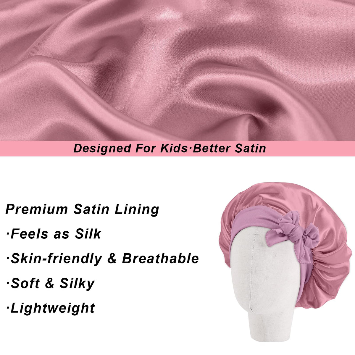 FIRSTPELLA Kids Silk Bonnet in playful hot pink