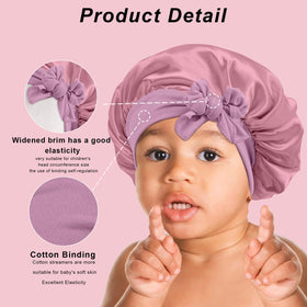 FIRSTPELLA Kids Silk Bonnet on a child sleeping peacefully