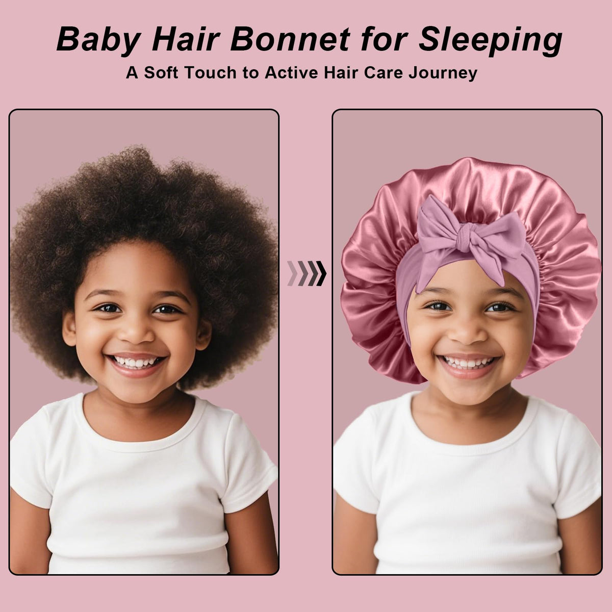 FIRSTPELLA Kids Silk Bonnet showing adjustable elastic band