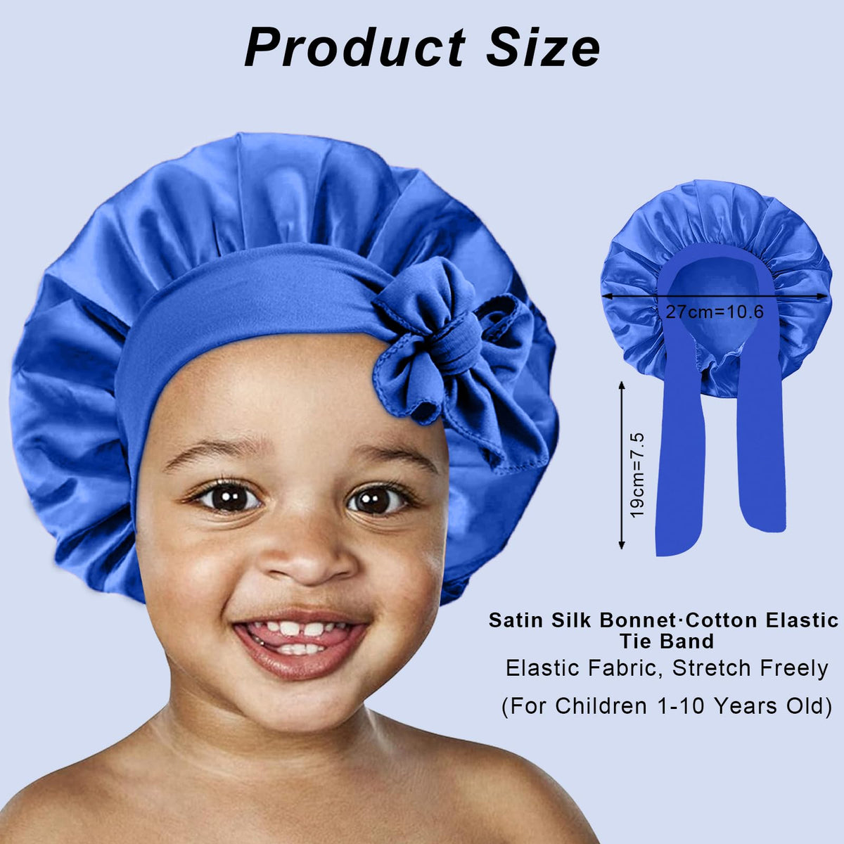 FIRSTPELLA Kids Silk Bonnet worn by child with curly hair