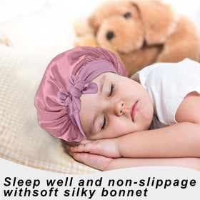 FIRSTPELLA Kids Silk Bonnet worn while washing face