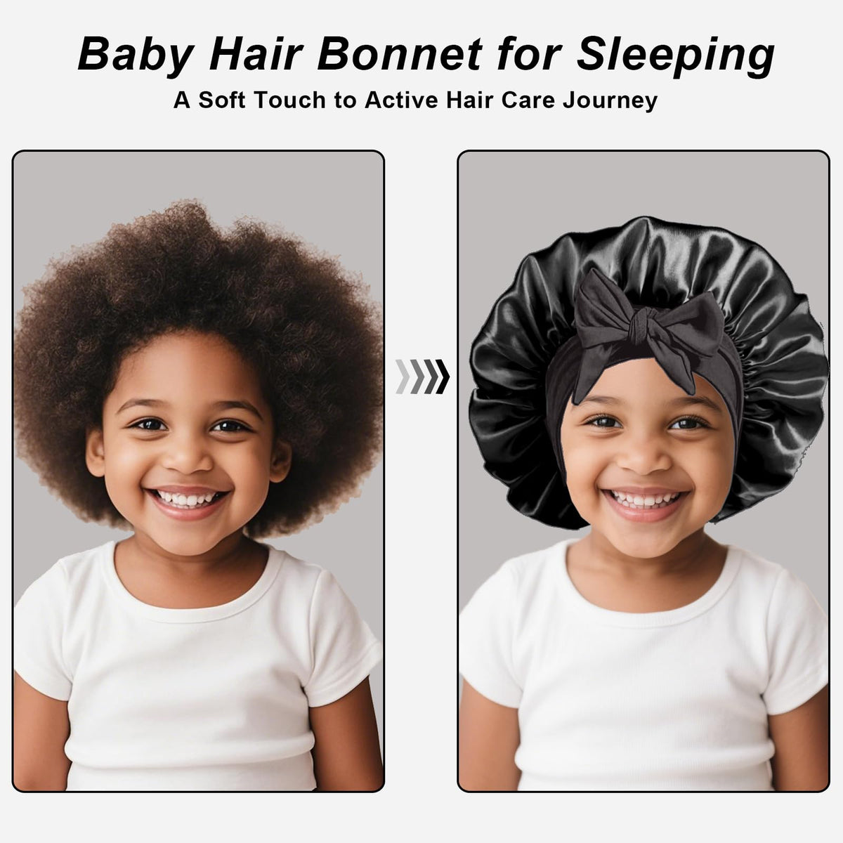 FIRSTPELLA Kids Silk Bonnets on a child's bed
