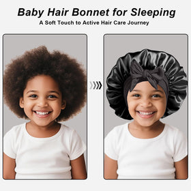 FIRSTPELLA Kids Silk Bonnets on a child's bed