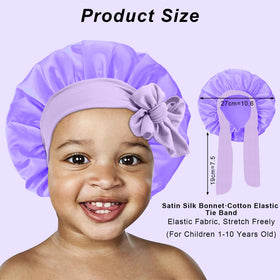 FIRSTPELLA Kids Silk Satin Bonnet in blue, side view