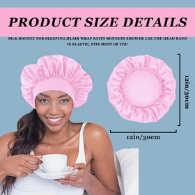 FIRSTPELLA satin hair bonnet in black colour, front view
