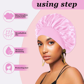 FIRSTPELLA satin hair bonnet in blue colour, front view