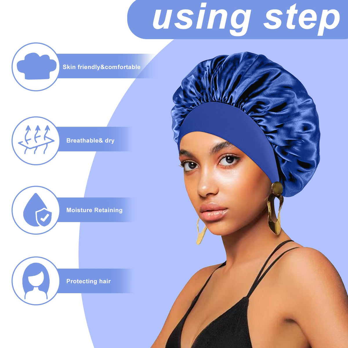 FIRSTPELLA Silk Bonnet sapphire blue front view