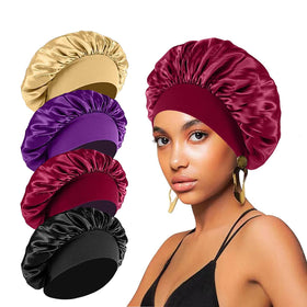 FIRSTPELLA Silk Bonnet Set in black, wine red, purple, and brown
