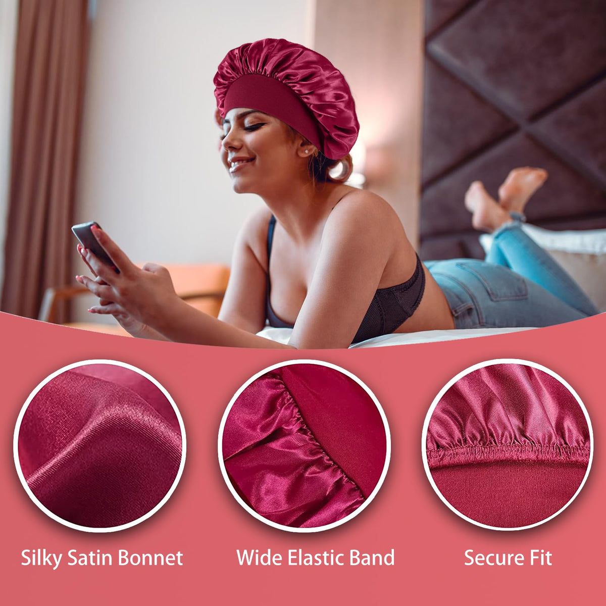 FIRSTPELLA silk bonnet set with elastic band detail