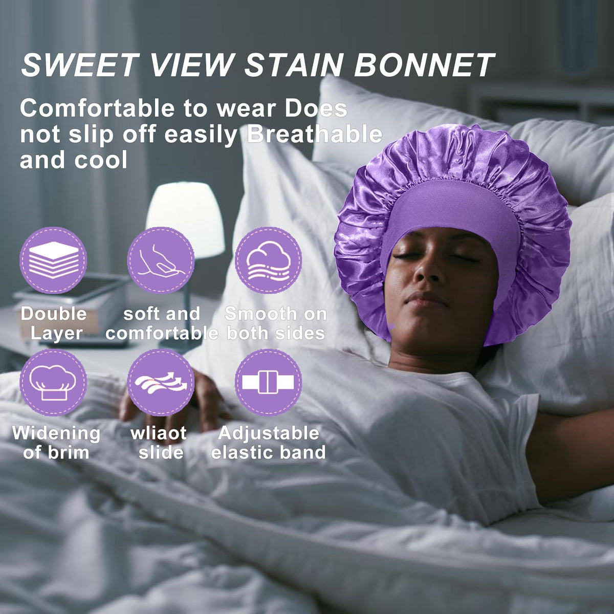 FIRSTPELLA silk bonnet showing elastic wide band detail