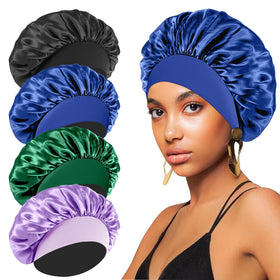FIRSTPELLA Silk Bonnets in black, sapphire blue, green, and purple
