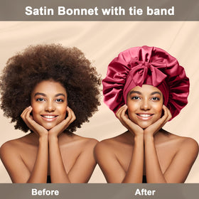 FIRSTPELLA Silk Hair Bonnet adjustable tie band close-up