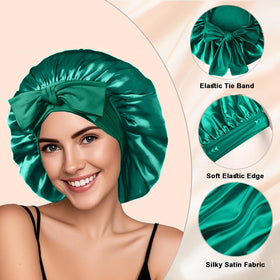 FIRSTPELLA Silk Hair Bonnet green front view