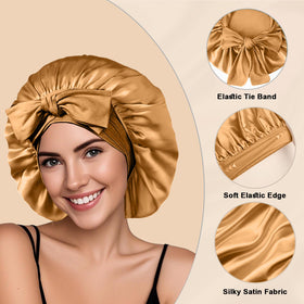 FIRSTPELLA Silk Hair Bonnet in khaki side view