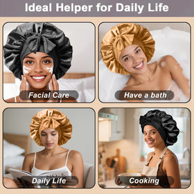 FIRSTPELLA Silk Hair Bonnet in use during skincare routine