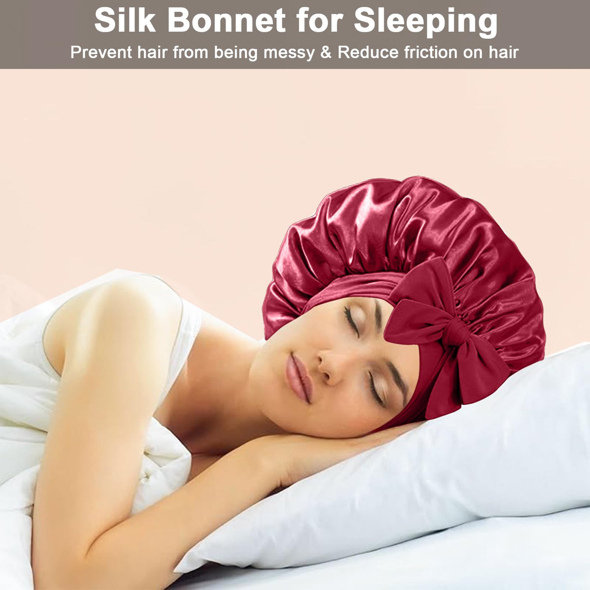 FIRSTPELLA Silk Hair Bonnet in use during skincare routine