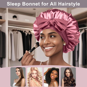 FIRSTPELLA Silk Hair Satin Bonnet adjustable tie detail