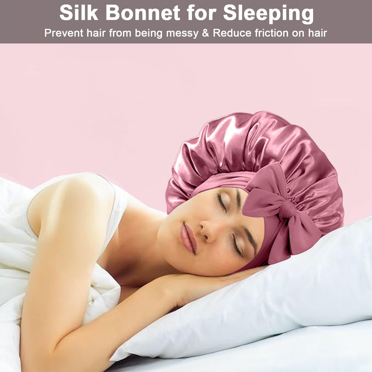 FIRSTPELLA Silk Hair Satin Bonnet worn by a woman