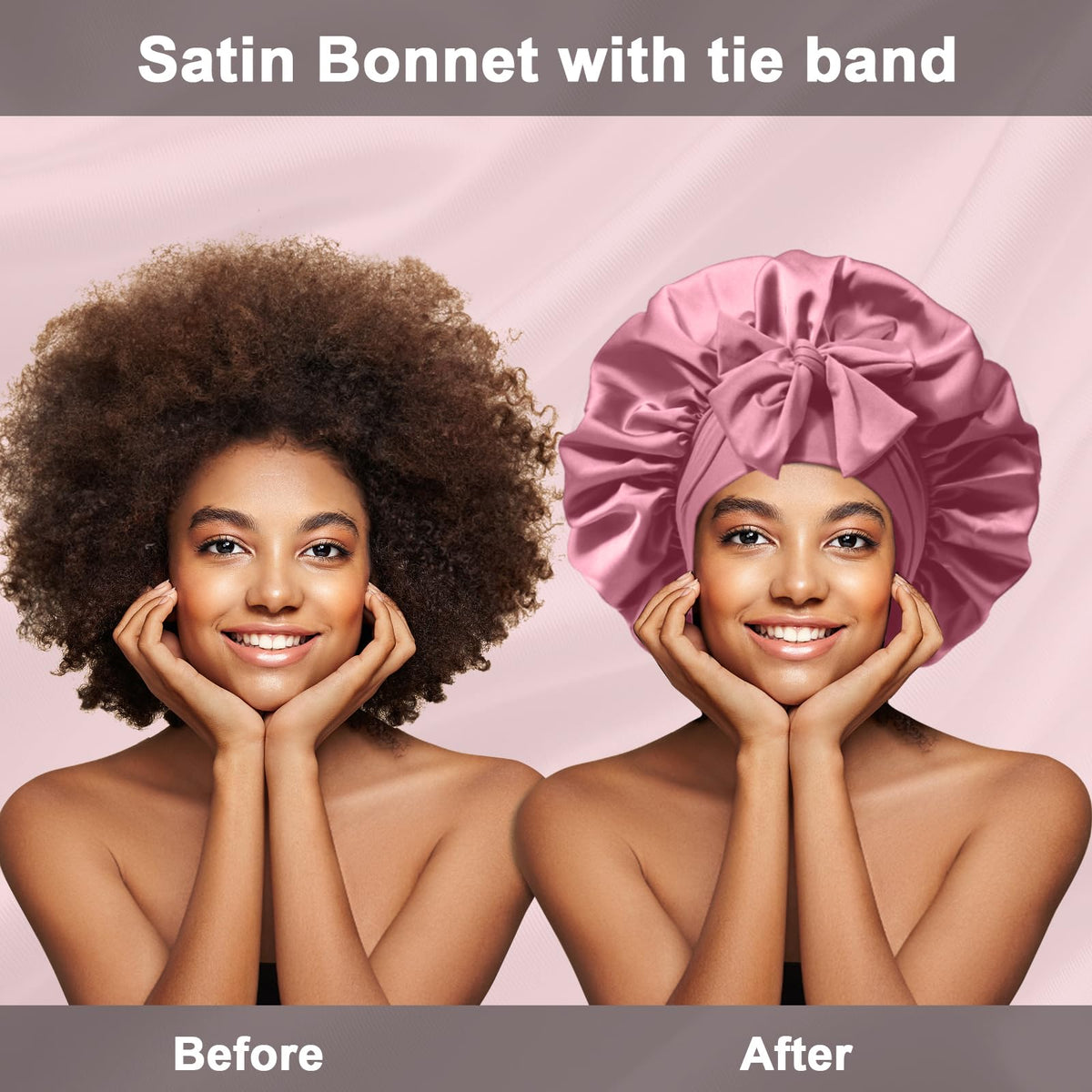 FIRSTPELLA Silk Hair Satin Bonnets set on a bed