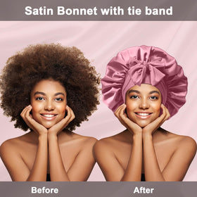 FIRSTPELLA Silk Hair Satin Bonnets set on a bed