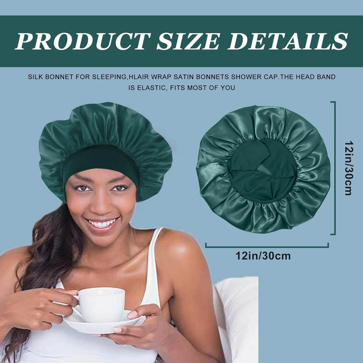 FIRSTPELLA Silk Satin Bonnet front view in black