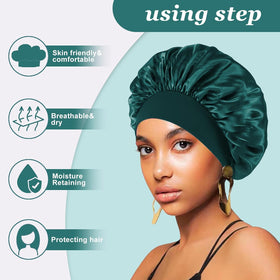 FIRSTPELLA Silk Satin Bonnet front view in peacock blue