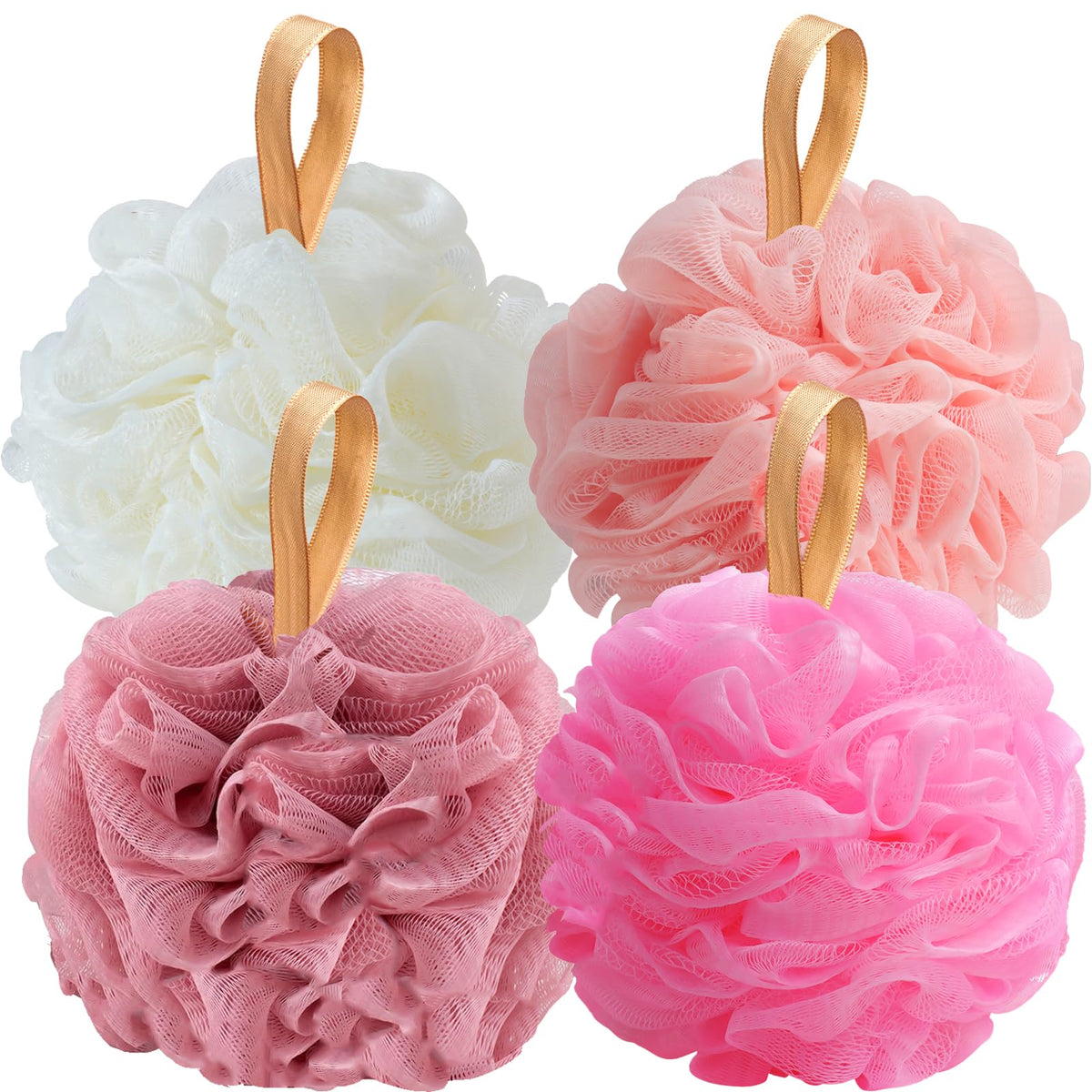 Fishent Loofah Bath Sponge 4 Pack front view