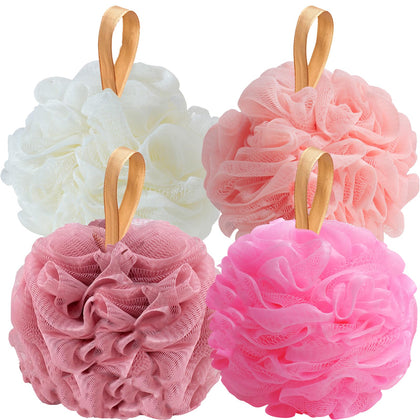 Fishent Loofah Bath Sponge 4 Pack front view