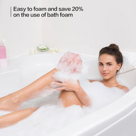 Fishent Loofah Bath Sponge in use during a shower