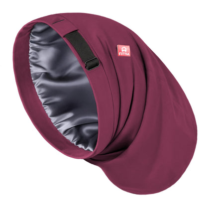 Fittia Large Satin Bonnet for Men in adjustable claret colour