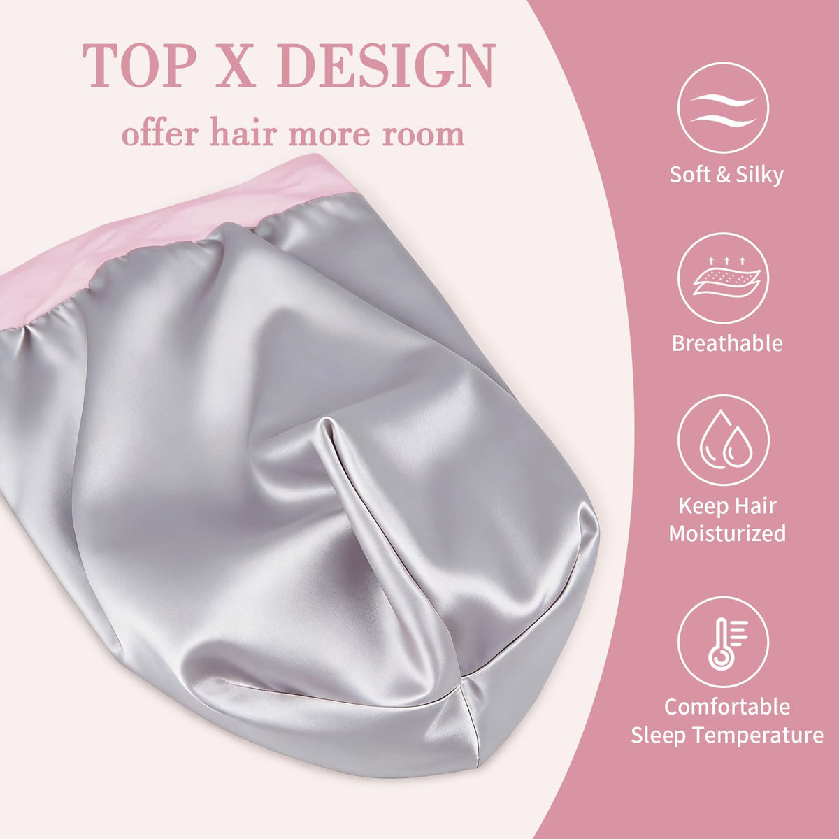 Fittia Long Satin Bonnet close-up of satin material