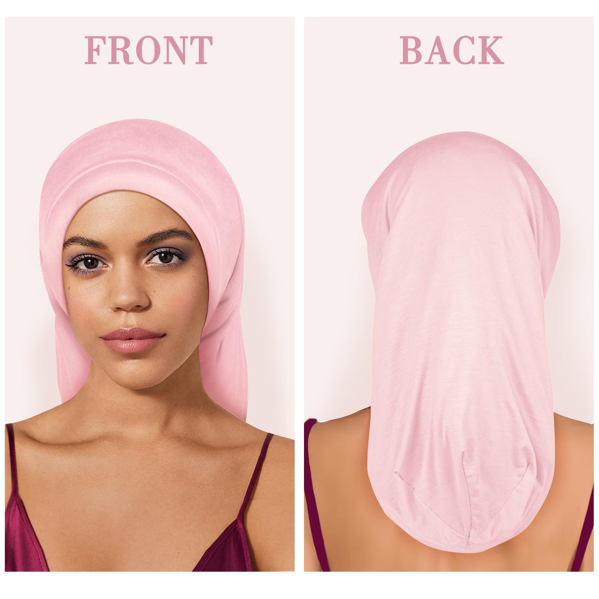 Fittia Long Satin Bonnet laid flat with smooth satin texture